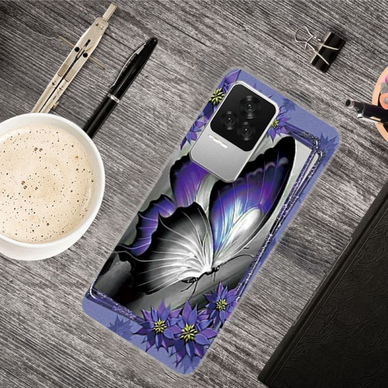 Coque Poco F4 Papillon Violet