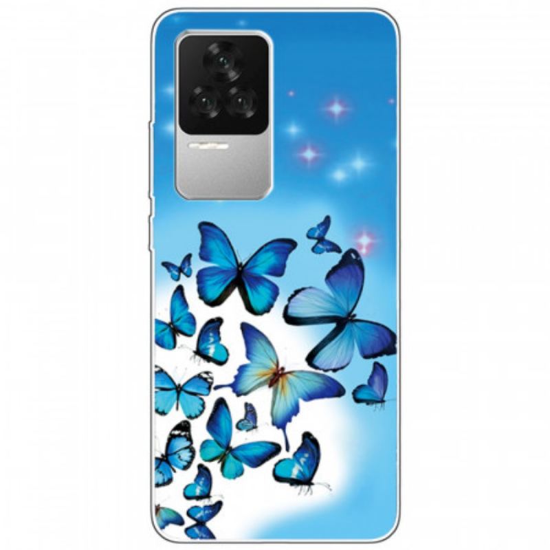 Coque Poco F4 Papillons Bleus