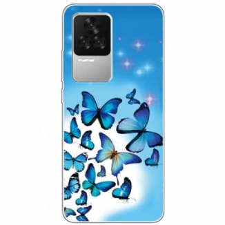 Coque Poco F4 Papillons Bleus