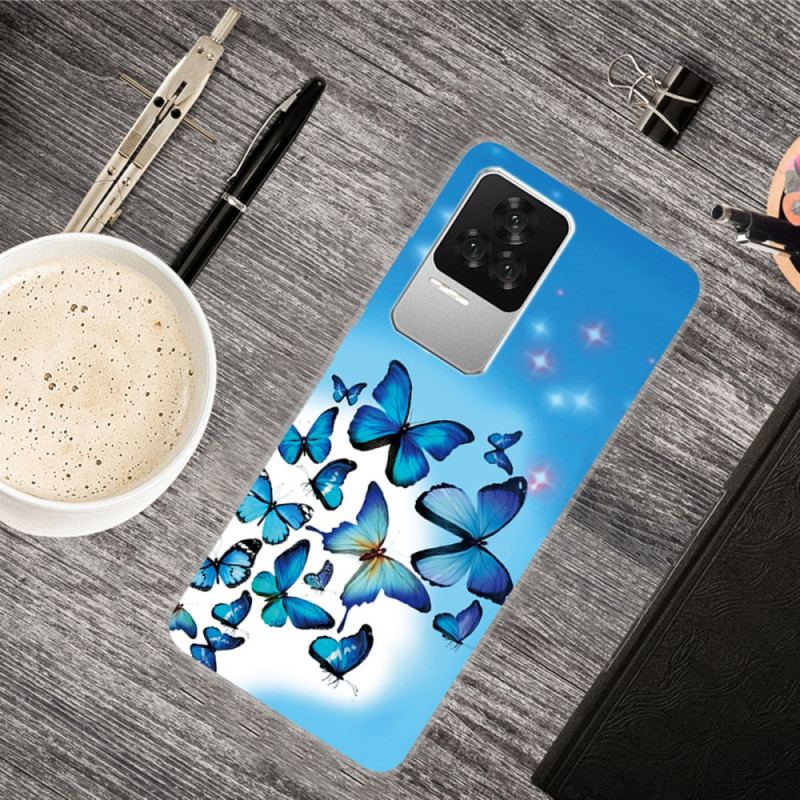 Coque Poco F4 Papillons Bleus