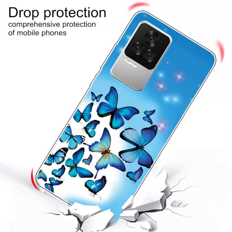 Coque Poco F4 Papillons Bleus