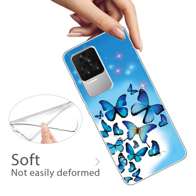 Coque Poco F4 Papillons Bleus