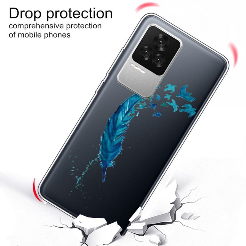 Coque Poco F4 Plume Bleue