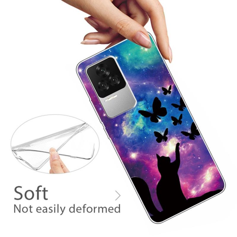 Coque Poco F4 Silicone Chat en Espace