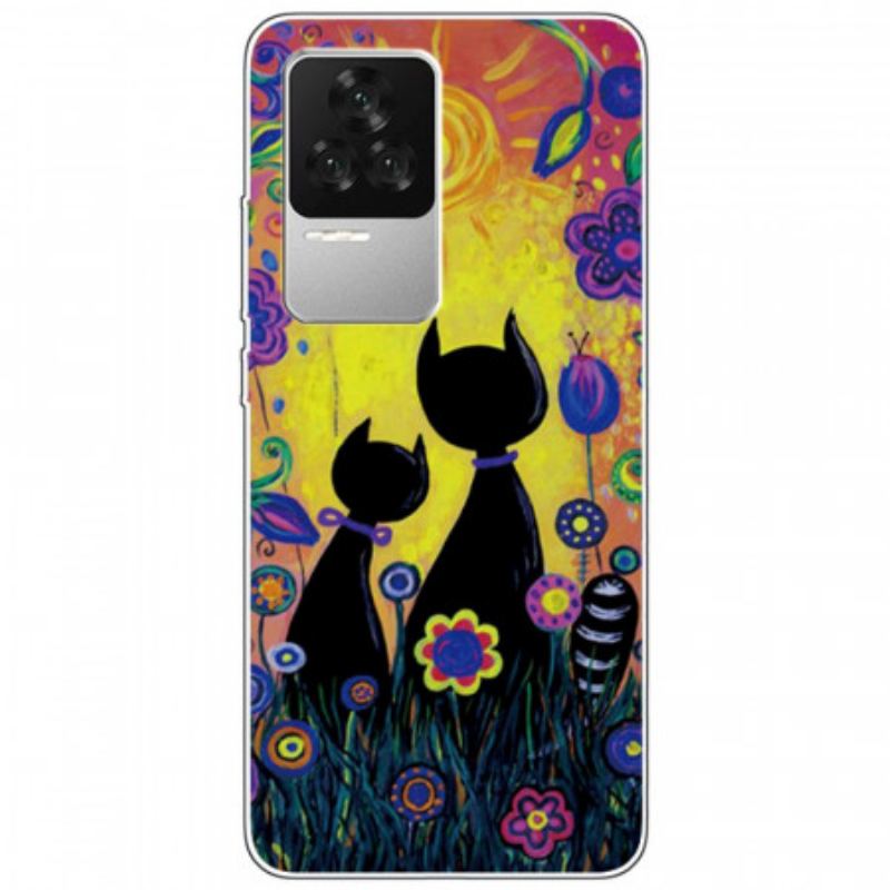 Coque Poco F4 Silicone Chats Graphiques