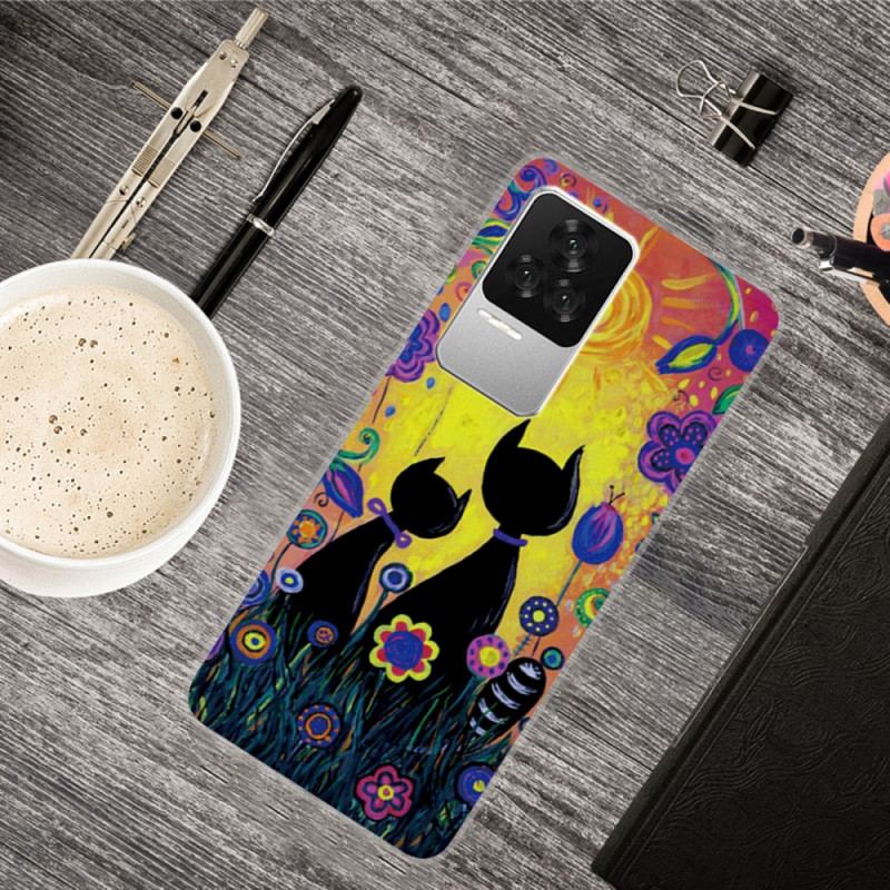 Coque Poco F4 Silicone Chats Graphiques