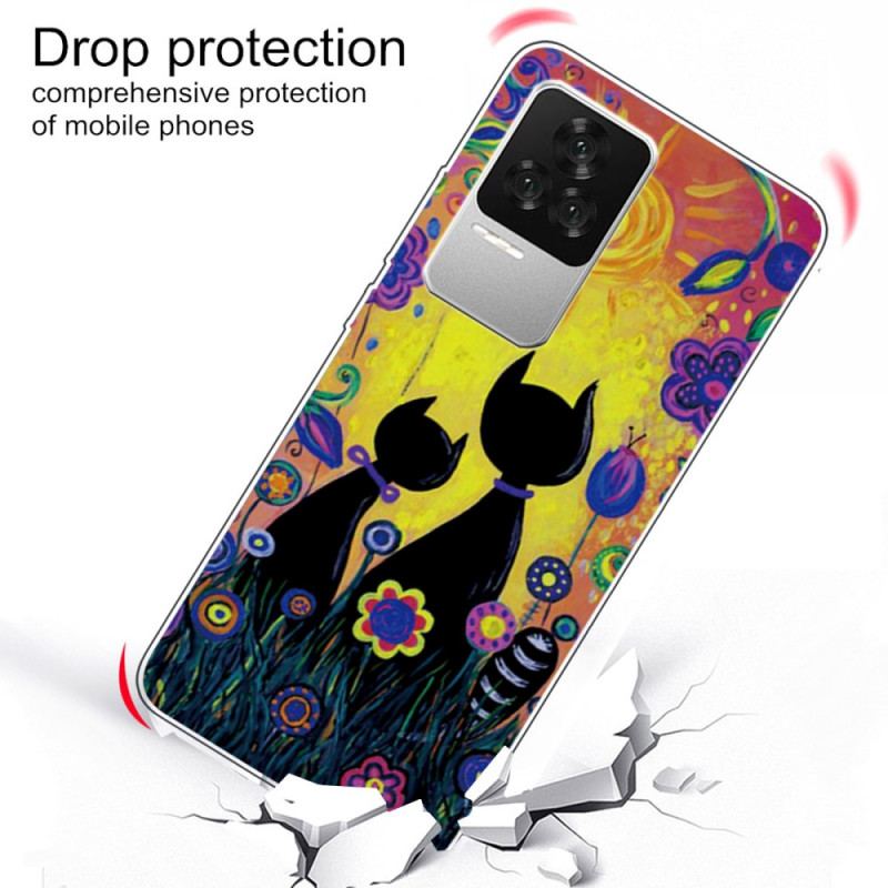 Coque Poco F4 Silicone Chats Graphiques