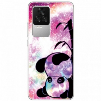 Coque Poco F4 Silicone Panda à l'Envers