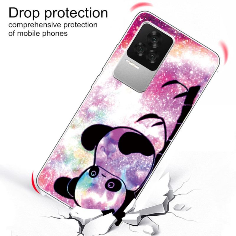 Coque Poco F4 Silicone Panda à l'Envers