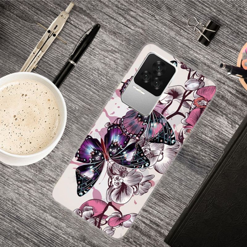 Coque Poco F4 Silicone Papillons en Vol