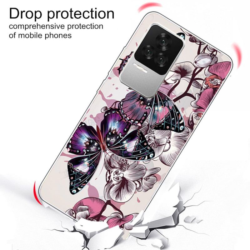 Coque Poco F4 Silicone Papillons en Vol