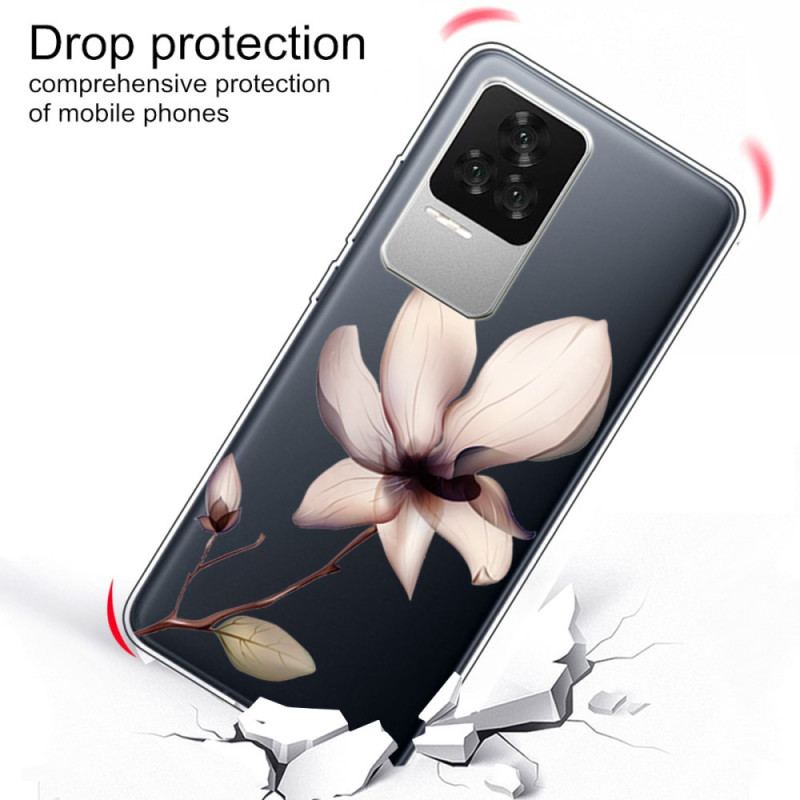 Coque Poco F4 Transparente Fleur Rose