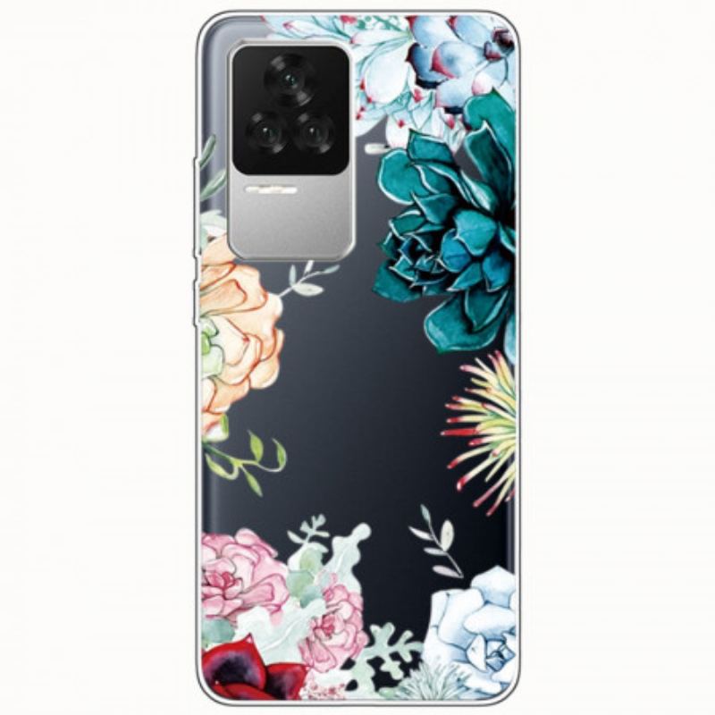 Coque Poco F4 Transparente Fleurs