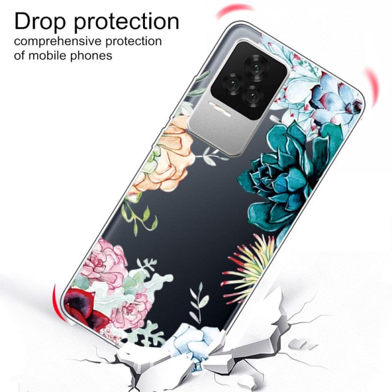 Coque Poco F4 Transparente Fleurs