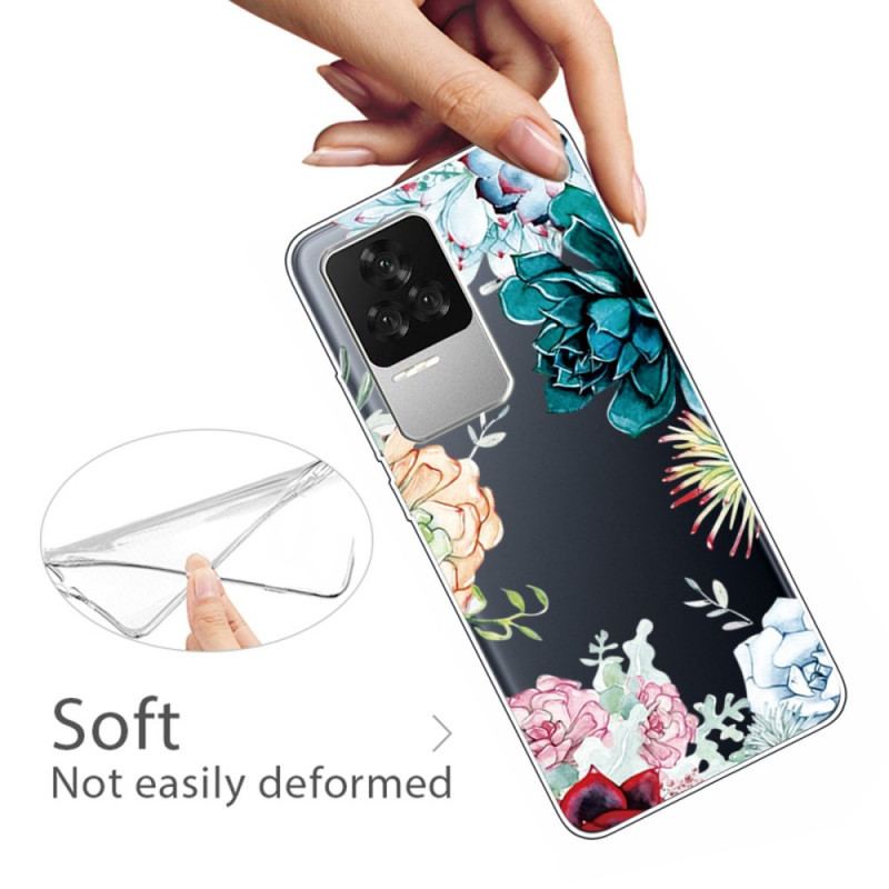 Coque Poco F4 Transparente Fleurs