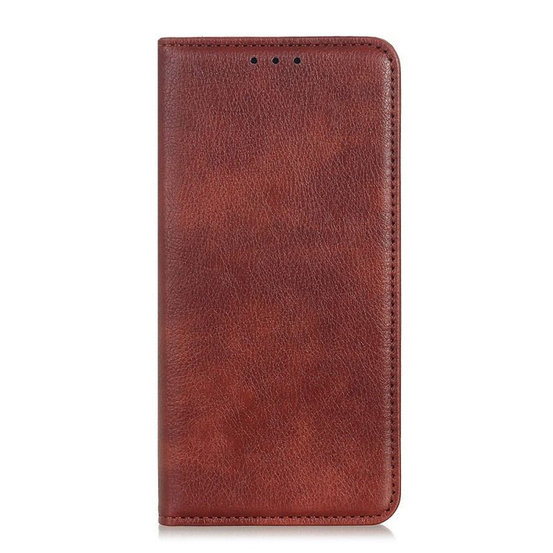 Flip Cover Poco F4 Cuir Litchi Fendu Texture