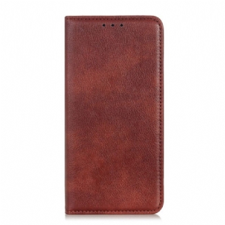 Flip Cover Poco F4 Cuir Litchi Fendu Texture