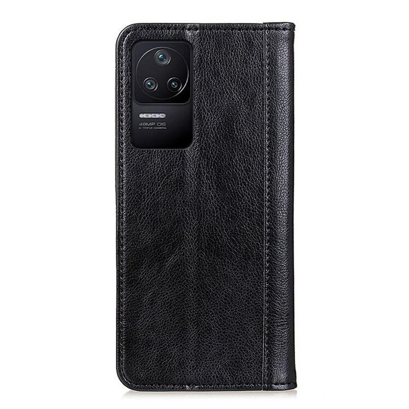 Flip Cover Poco F4 Version Colorée Cuir Fendu