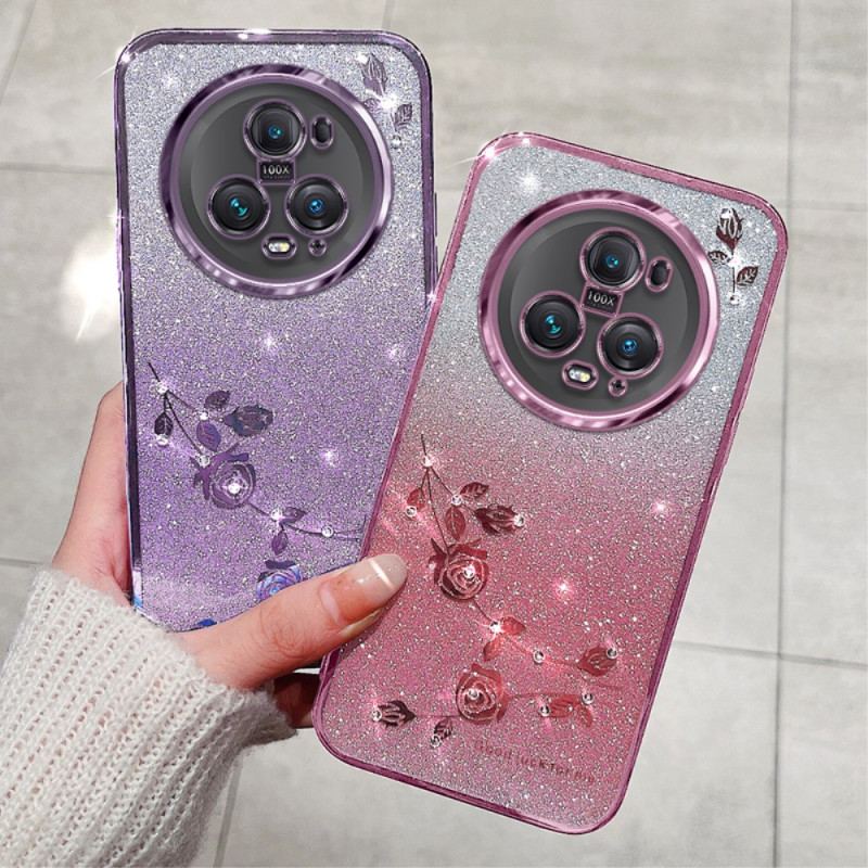 Coque Honor Magic 5 Pro Paillettes Roses