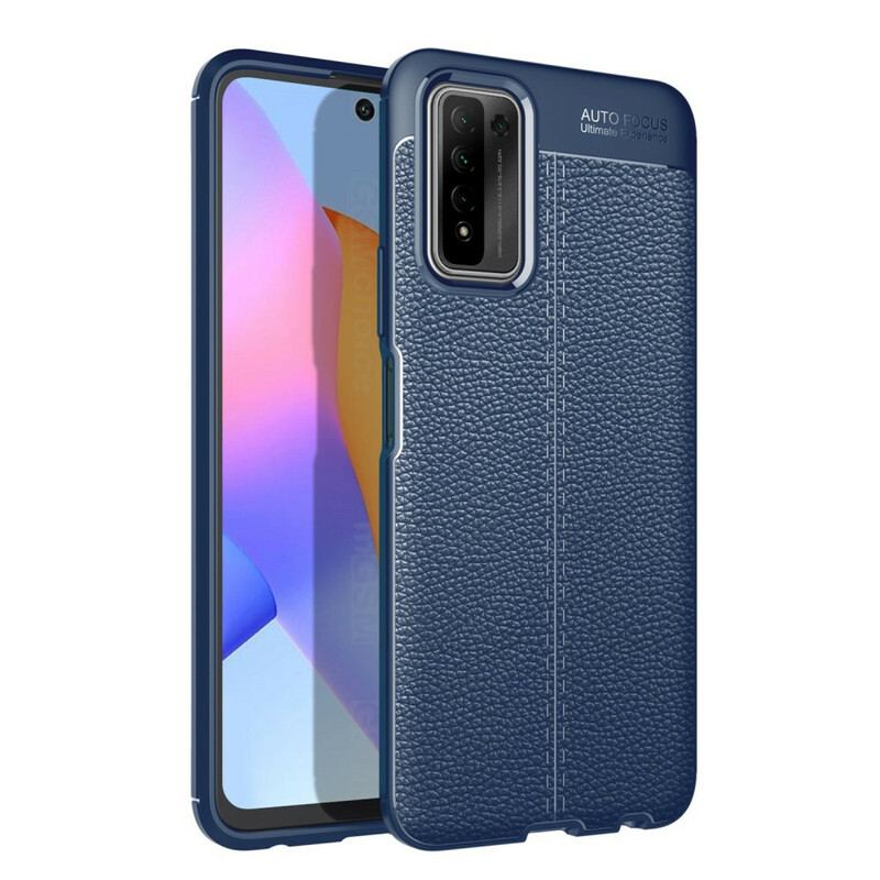 Coque Honor 10X Lite Effet Cuir Litchi Double Line