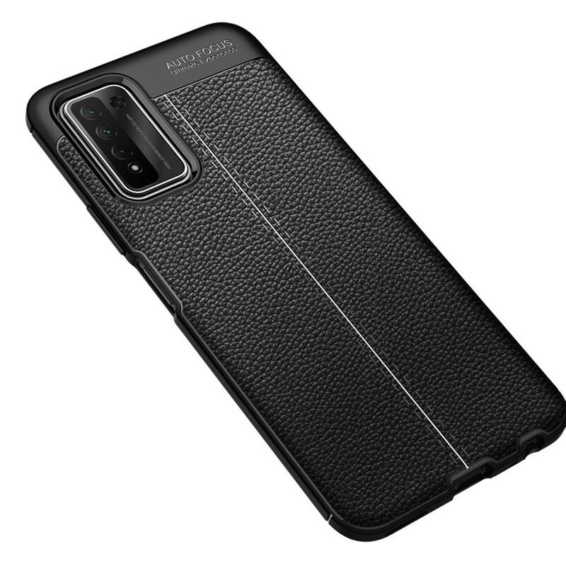 Coque Honor 10X Lite Effet Cuir Litchi Double Line