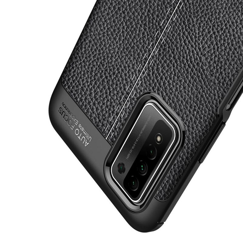 Coque Honor 10X Lite Effet Cuir Litchi Double Line