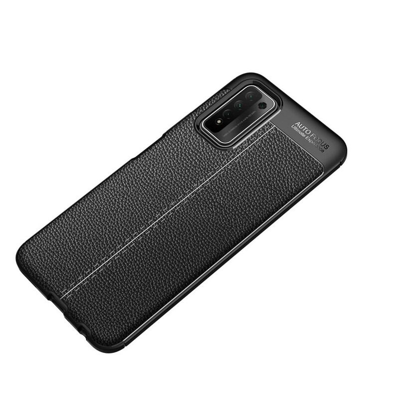 Coque Honor 10X Lite Effet Cuir Litchi Double Line