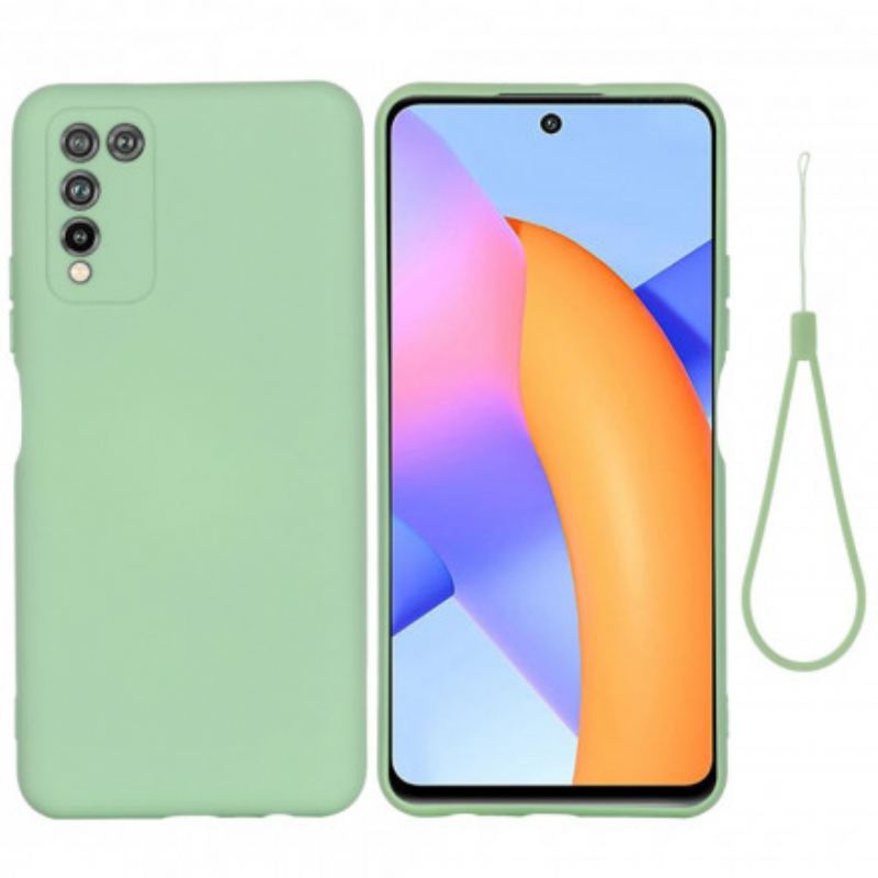 Coque Honor 10X Lite Silicone Liquide Avec Lanière