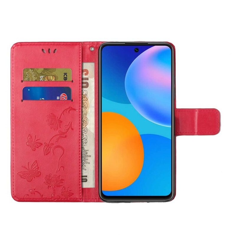 Housse Honor 10X Lite Papillons Et Fleurs À Lanière