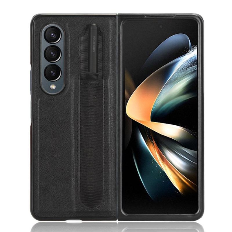 Coque Samsung Galaxy Z Fold 4 Simili Cuir Rétro Stylet