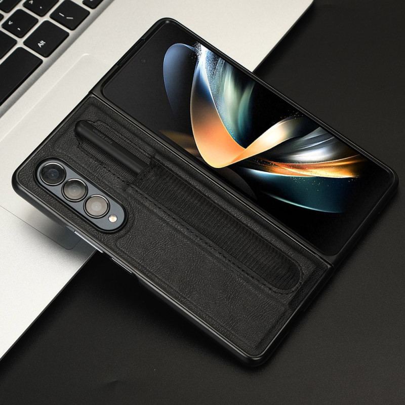 Coque Samsung Galaxy Z Fold 4 Simili Cuir Rétro Stylet