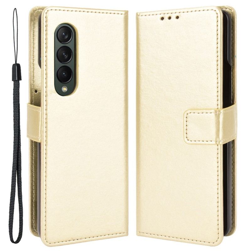 Housse Samsung Galaxy Z Fold 4 Classique à Lanière Simili Cuir Lisse