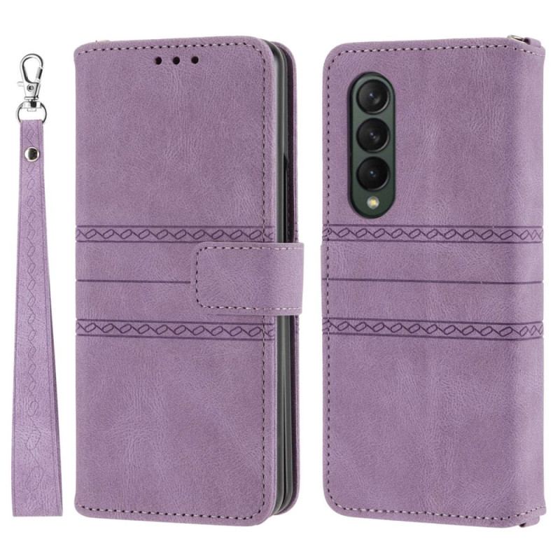 Housse Samsung Galaxy Z Fold 4 Simili Cuir Belt Motif