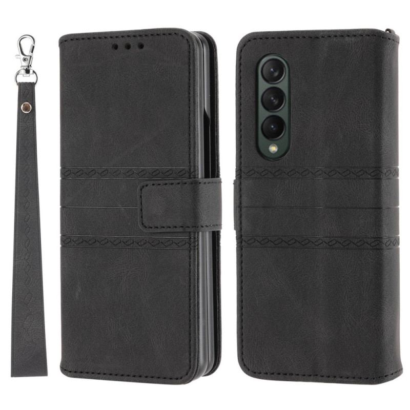 Housse Samsung Galaxy Z Fold 4 Simili Cuir Belt Motif