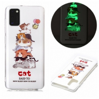 Coque Samsung Galaxy A41 Cats Fluorescente