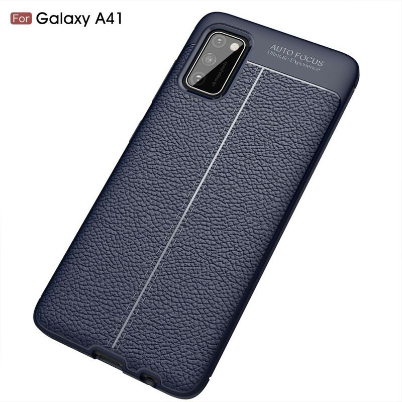 Coque Samsung Galaxy A41 Effet Cuir Litchi Double Line