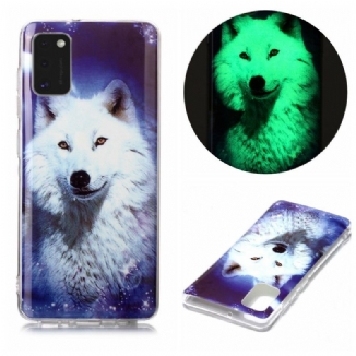 Coque Samsung Galaxy A41 Série Loup Fluorescente