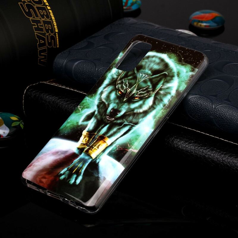 Coque Samsung Galaxy A41 Série Loup Fluorescente