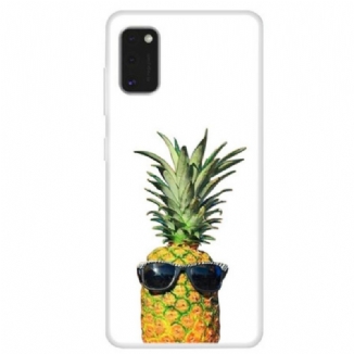 Coque Samsung Galaxy A41 Transparente Ananas à Lunettes