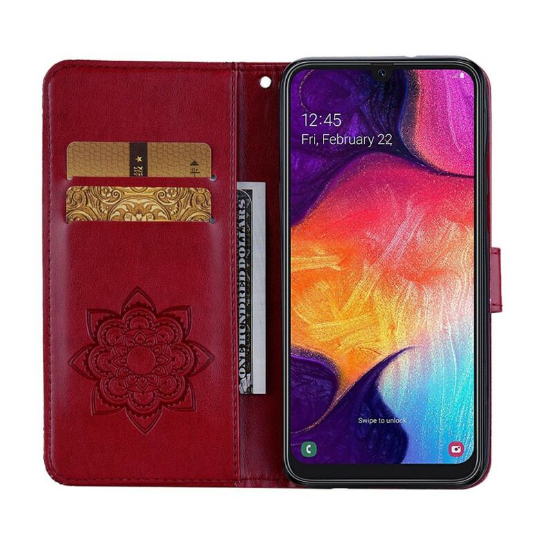 Housse Samsung Galaxy A41 Hibou Mandala et Lanière