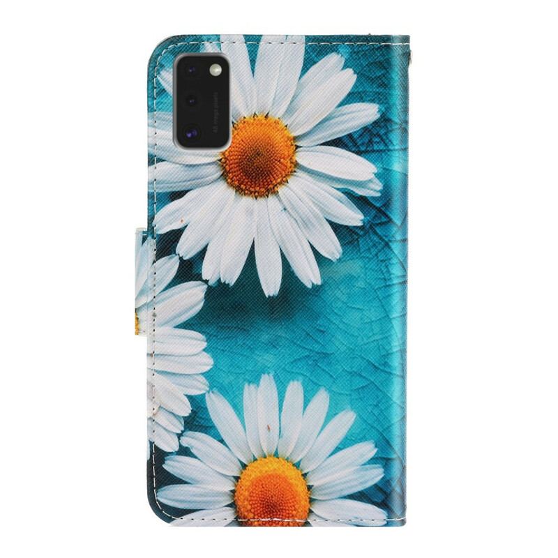 Housse Samsung Galaxy A41 Marguerites à Lanière