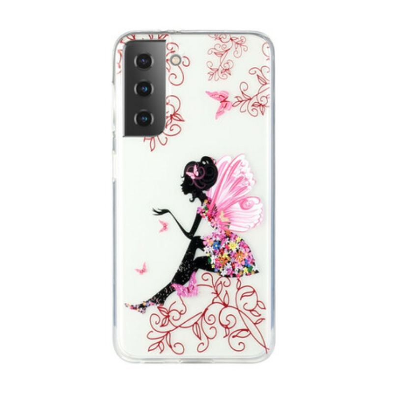 Coque Samsung Galaxy S2 5G Transparente Fée Fleurie