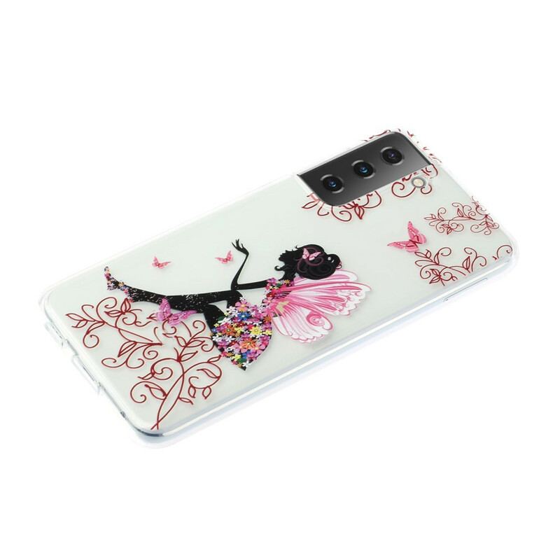 Coque Samsung Galaxy S2 5G Transparente Fée Fleurie