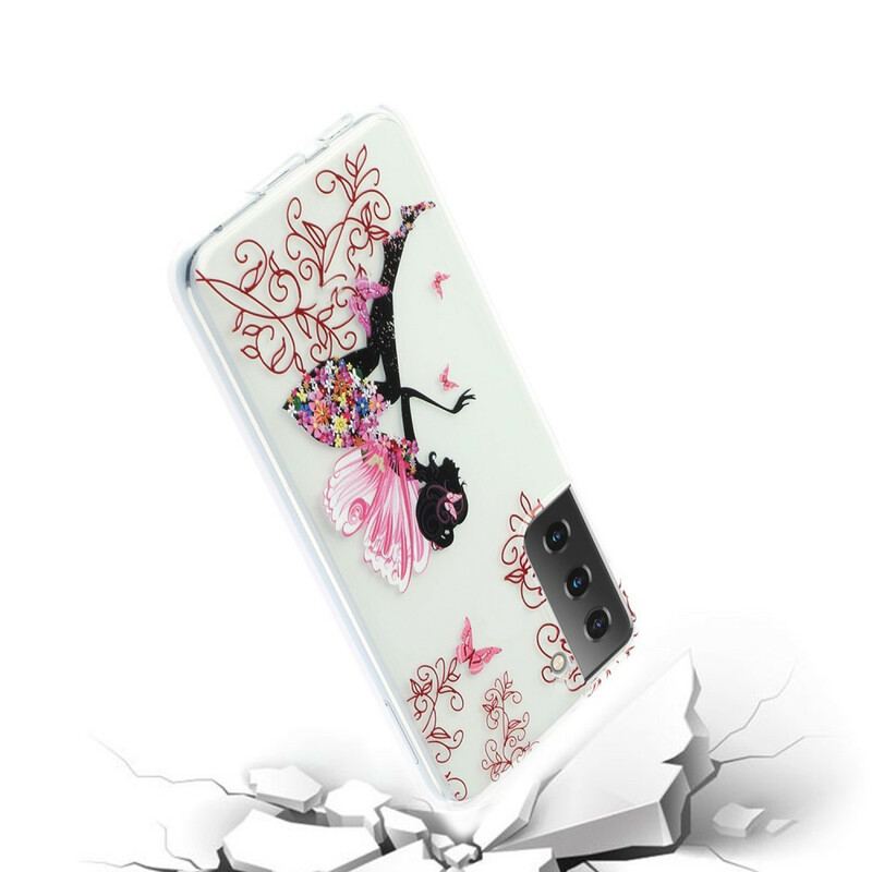 Coque Samsung Galaxy S2 5G Transparente Fée Fleurie