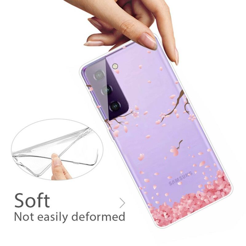 Coque Samsung Galaxy S21 5G Branches à Fleurs