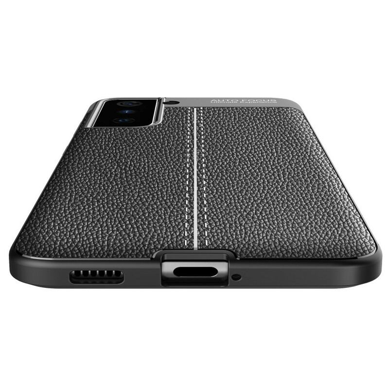 Coque Samsung Galaxy S21 5G Effet Cuir Litchi Double Line