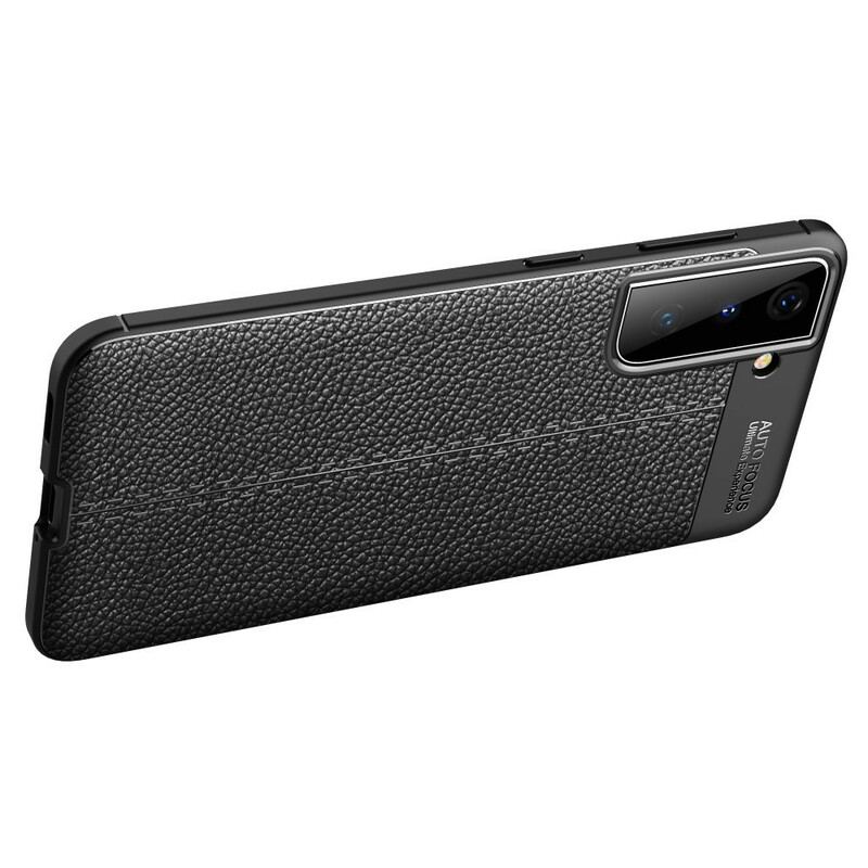 Coque Samsung Galaxy S21 5G Effet Cuir Litchi Double Line