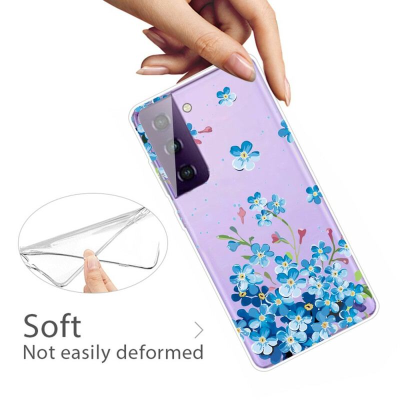 Coque Samsung Galaxy S21 5G Fleurs Bleues