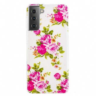 Coque Samsung Galaxy S21 5G Fleurs Liberty Fluorescente