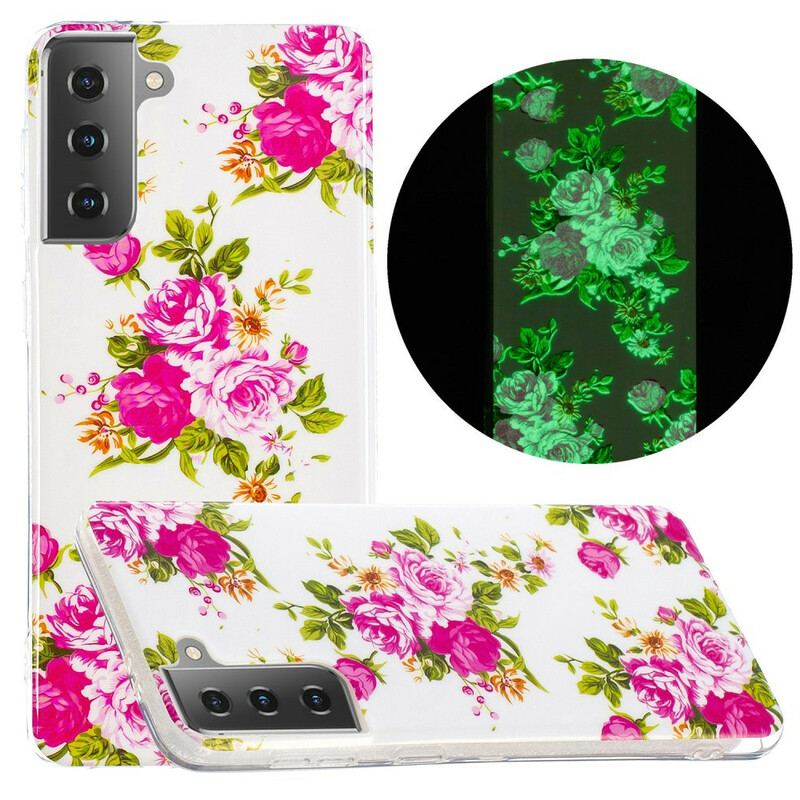 Coque Samsung Galaxy S21 5G Fleurs Liberty Fluorescente